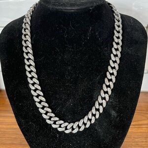 Bold Silver Cuban Link Jewelry Necklace